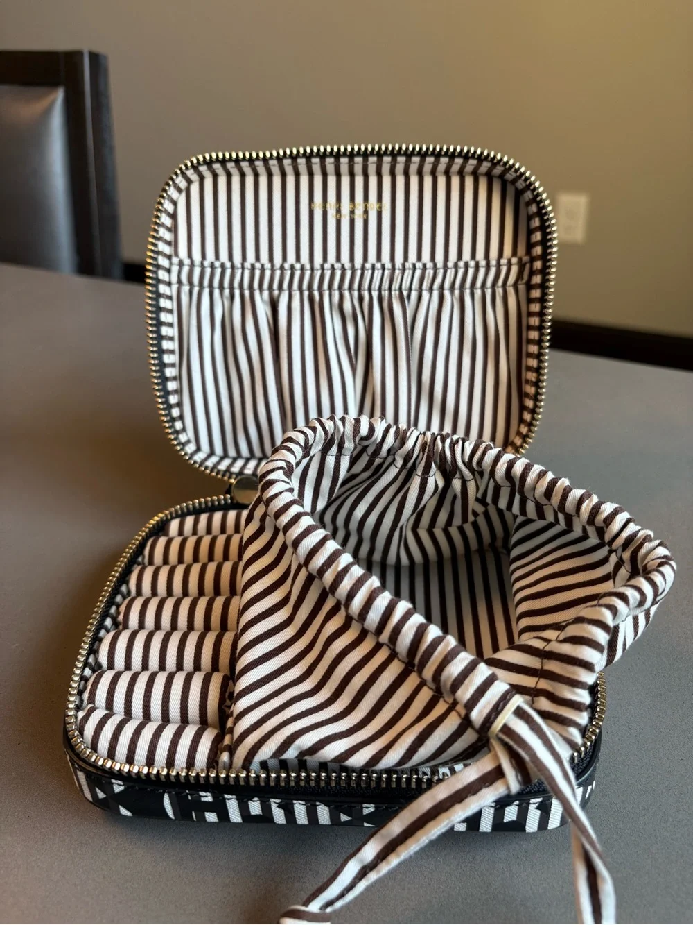 henri bendel Black and White Graphic Zip Cosmetic Pouch